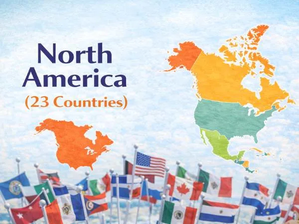 North America map and flags display