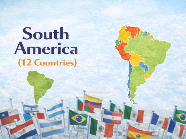 South America map and flags display